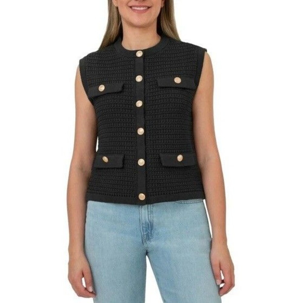 BlankNYC Womens Sweater Vest Top Black Medium NWT
